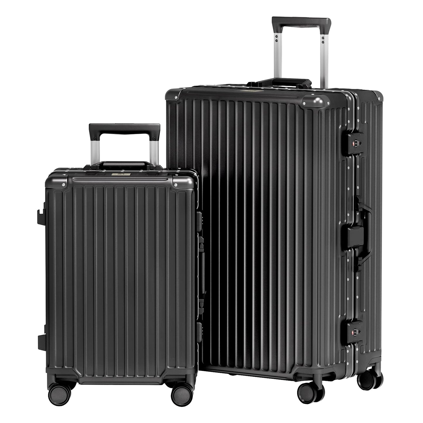 AnyZip Luggage Sets 2 Piece Aluminum Frame Carry On and Checked Suitcase PC ABS Hard Shell TSA Lock No Zipper(Silver, 20/28)