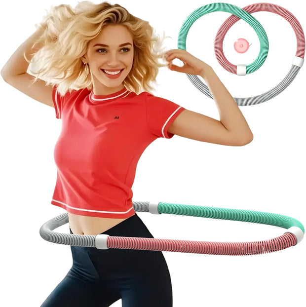 Weighted Soft Spring Hula Hoop for Adults – 3.3lb Foldable Fitness Hoop, Waist-Friendly Design, Portable Slimming Exercise Equipment for Home and Travel