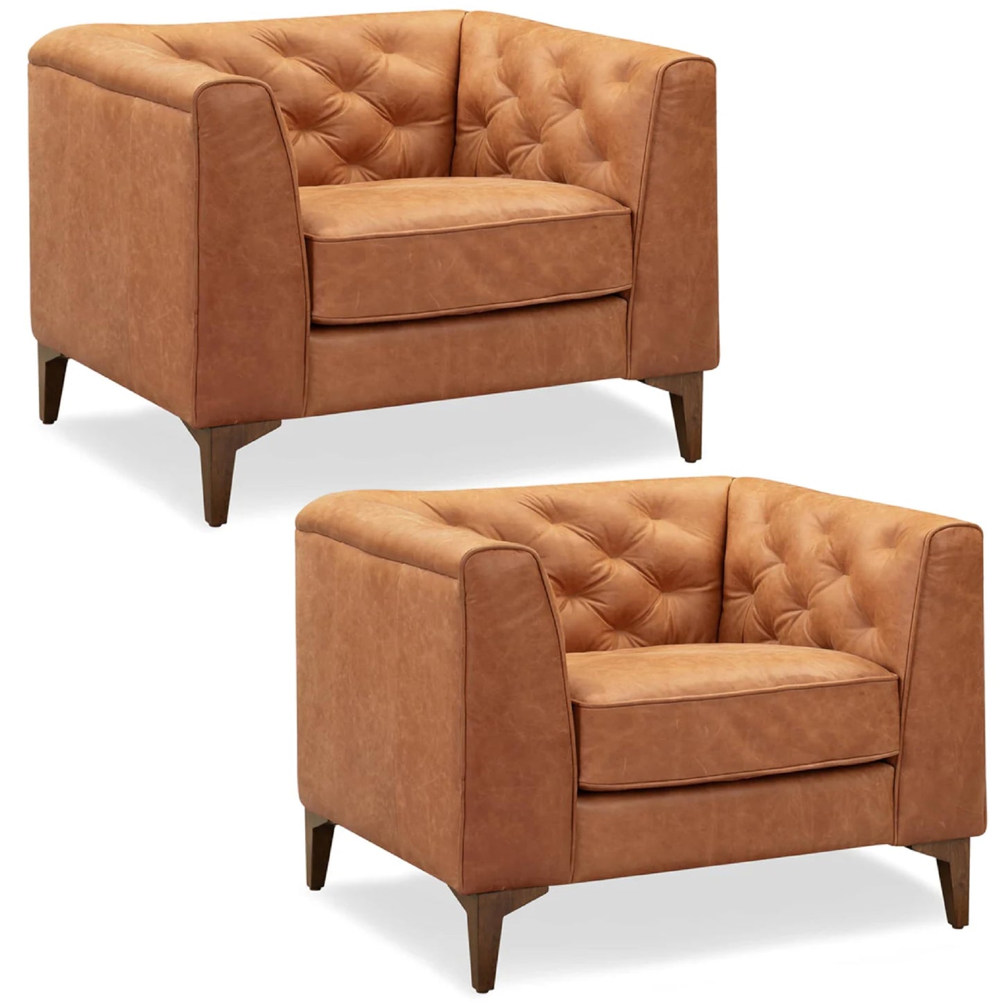 POLY & BARK Essex Sofa in Full-Grain Pure-Aniline Italian Tanned Leather in Cognac Tan