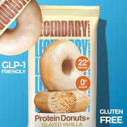 Legendary Foods 22gr Protein Donuts - Glazed Vanilla 8x (2 Donuts per Pack), High Protein, Zero Sugar, Gluten Free and Low Carb, Keto Friendly Snack, Healthy Donut for GLP-1, Diabetic, Bariatric Diets
