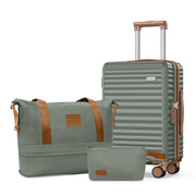 SHOWKOO Luggage Sets 3 Piece Hardside Expandable Suitcase with Double Spinner Wheels Tsa Lock Green (20in/24in/28in)