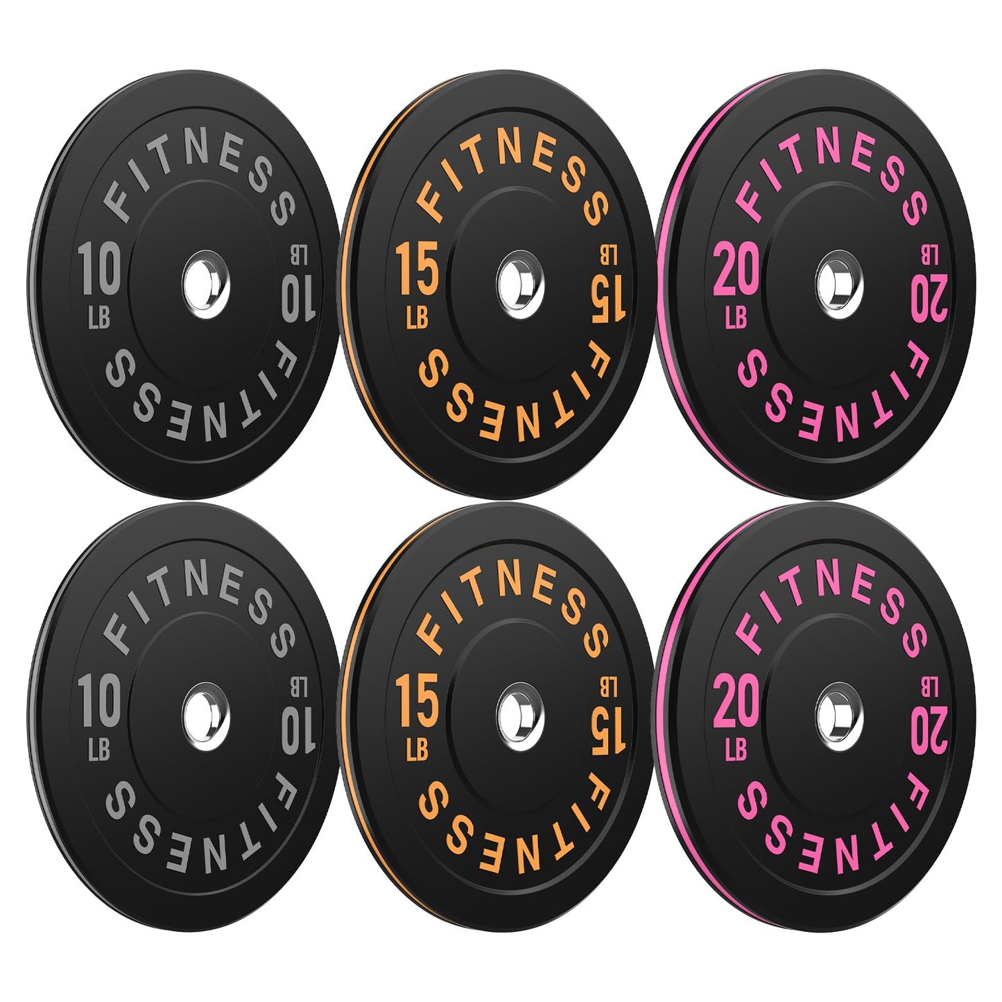 Bumper Plates 2 - Inch Olympic Weight Plate Set for Barbell, 10-55 lb Rubber Weights Sets for Home Gym, Strength Training Plate, Weight Lifting, Black