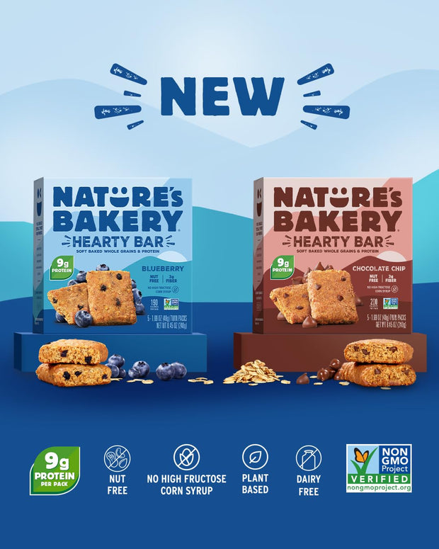 Nature’s Bakery Hearty Bars Blueberry, Whole Grains, Dairy-Free, Snack Bar, 30 Count