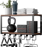 TJ.MOREE 2 Tier Floating Shelf Compatible with Tonal Accessories, T-Bracket Lock Adapters Hanger, Wall Mount Home Gym Storage Rack for Fitness Equipment