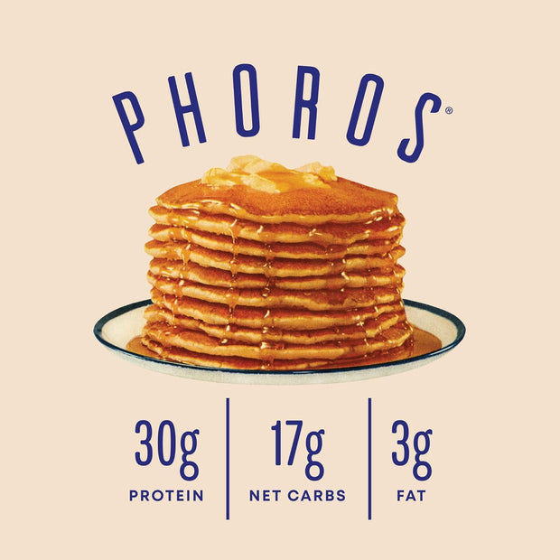 Protein Pancake Mix & Protein Waffle Mix by Phoros Nutrition, 30g of Protein, Low Carb, High Protein, Keto-Friendly, Whey Protein, Whole Grain Oats, Whole Wheat Pancakes, Just Add Water (Cinnamon)