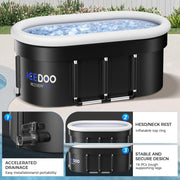 Upgraded 132-Gal Oval Ice Bath Tub with Air Ring, Portable Multi-Layered Cold Plunge Tub - Foldable & Inflatable, with Lid, for Athletes & Adults,Ideal for Home, Gym & Outdoor Use