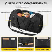 Vorspack Gym Bag for Men - 21 Inches Duffle Bag for Travel Lightweight Duffel Bag with Shoe Compartment Personal Item Travel Bag Weekender Bag for Travel Sports Gym - Black