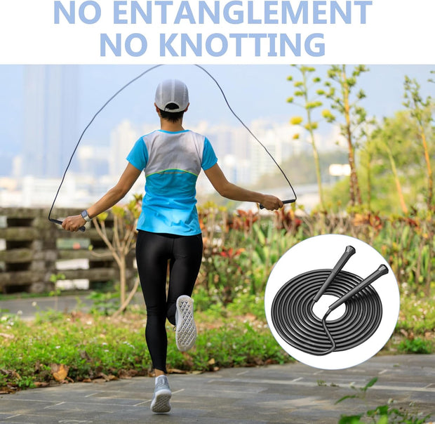 10 ft Speed Jump Rope with Handle, Adjustable Skipping Rope for Men Women, 3 oz Ultra-light Professional Fitness Boxing Cross Fit Exercises Gym Cardio Endurance Training Lovers (Black)