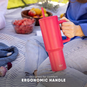 Simple Modern 40 oz Trek Tumbler with Handle and Straw Lid | Cup Holder Friendly Insulated Stainless Steel Travel Mug | Blue Dune