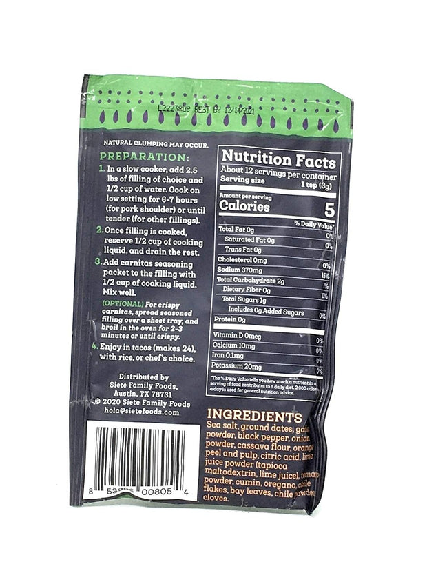 Siete Mild Taco Seasoning Mix | Gluten Free | Vegan | Paleo | Preservative Free | Whole 30 Approved (1 Packet)