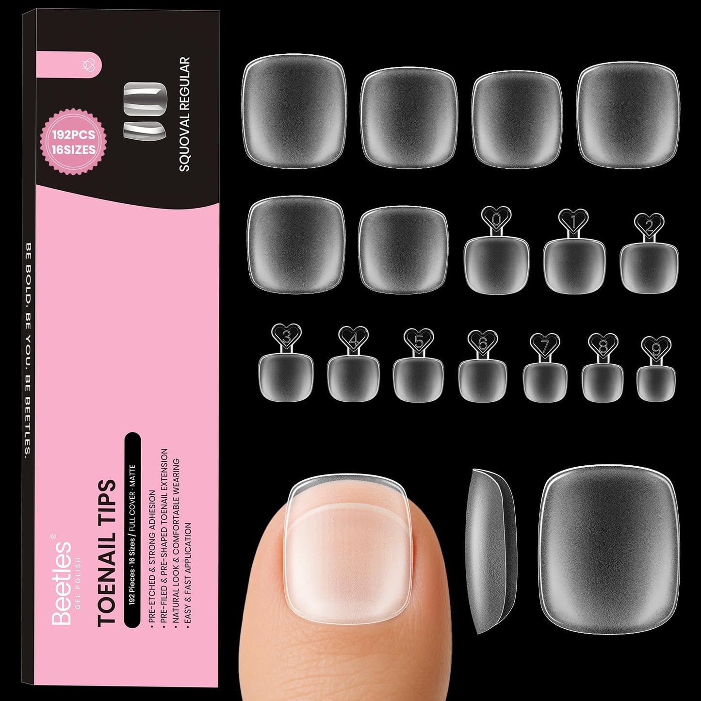 Beetles Gel Nail Tips Easy Nail Extension Etch X Nail Tips 12 Sizes 504Pcs Short Almond Half Matte Nail Tips Gelly Tips Full Cover False Nails Gifts for Girls