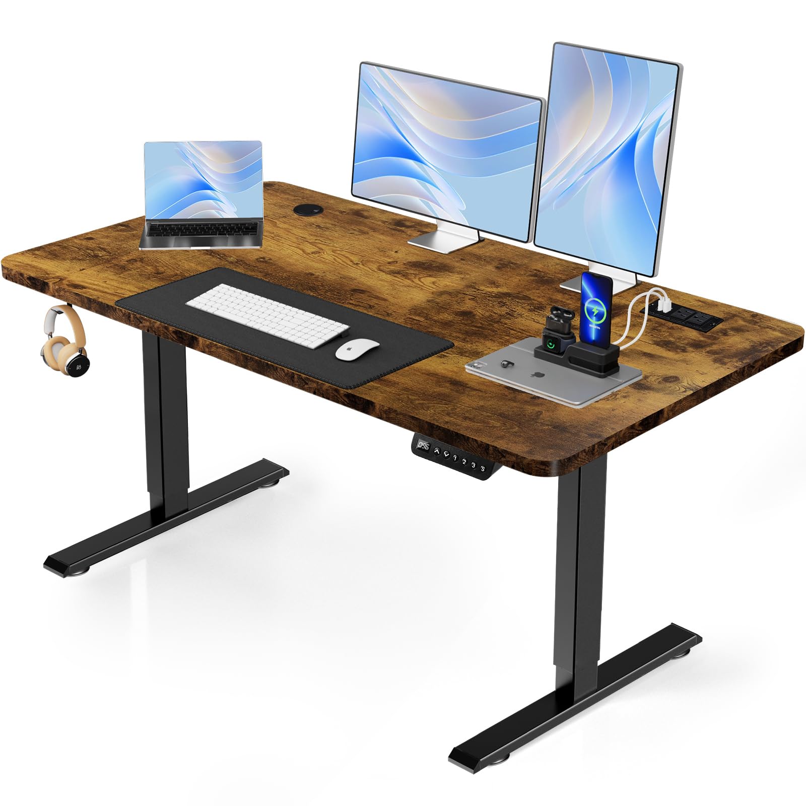 COMHOMA Small Standing Desk Adjustable Height & Tiltable Tabletop, Mobile Stand Up Desk for Laptop, Portable Computer Table for Home Office Work and Walking Pad Treadmill, Height 30.7"-46.4", White