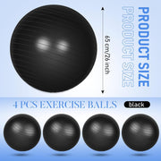 Leyndo 4 Pcs 26 Inch Yoga Exercise Ball Pilates Pregnancy Birthing Fitness Ball with Quick Pump Anti Burst for Improved Posture, Balance, Yoga, Pilates, Training