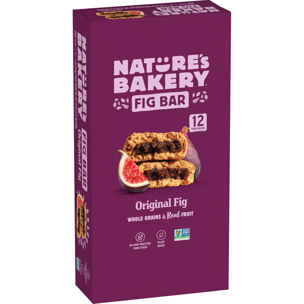 Nature’s Bakery Whole Wheat Fig Bars, Raspberry, Real Fruit, Vegan, Non-GMO, Snack bar, 1 box with 12 twin packs (12 twin packs)