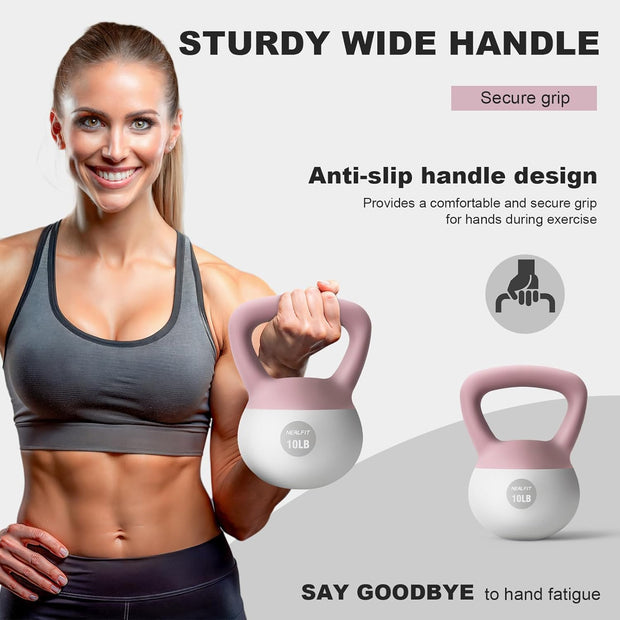 Soft Kettlebell 5LB/10LB/15LB/20LB/25LB, Kettlebells Set Soft Kettle Bell Anti-Slip Grip Weight for Home Gym Strength Training