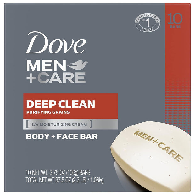Dove Men+Care Men's Bar Soap More Moisturizing Than Bar Soap Deep Clean Soap Bar that Effectively Washes Away Bacteria, Nourishes Your Skin 3.75 oz 10 Bars