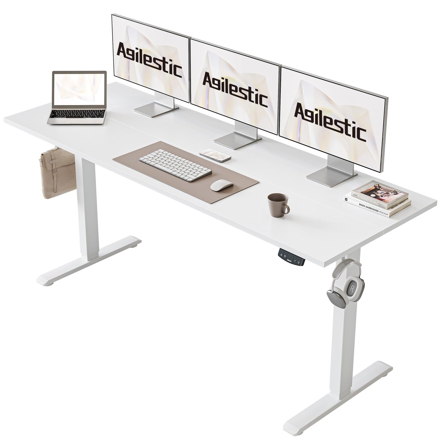 Agilestic Electric Standing Desk, 48 x 24 Inches Height Adjustable Desk, Sit Stand up for Work Office Home, Ergonomic Rising Computer Table with Memory Preset, Rustic Brown