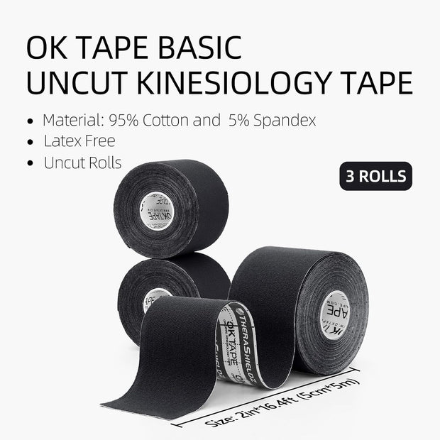 OK TAPE Kinesiology Tape, Regular Original Cotton Elastic Athletic Tape for Support and Recovery, Sports Tape, 2in×16.4ft Uncut Roll - Pink