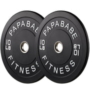 Papababe Weight Plates, 2-Inch Weights Plates Set, Floor Protective Rubber Weight Plates, 10-600lbs Bumper Plates for Barbell Strength Training & Weightlifting (Single/Pair/Full Set)