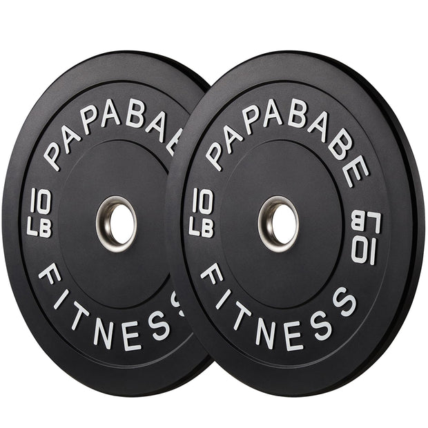 Papababe Weight Plates, 2-Inch Weights Plates Set, Floor Protective Rubber Weight Plates, 10-600lbs Bumper Plates for Barbell Strength Training & Weightlifting (Single/Pair/Full Set)