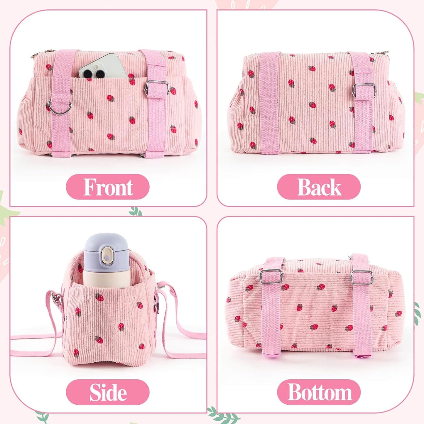 Mini Gym Bag For Women, Strawberry Print Gym Bags With Yoga Mat Holder, Cute Travel Weekender Overnight Duffle Bag For Girls Birthday Gifts, Not Yoga Mat
