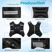 Weighted Vest for Woman Men, 6lb/8lb/12lb/16lb/20lb/30lb Weight Vest with Reflective Stripe, Weight Vests Adjustable for Walking, Weight Loss, Training, Running