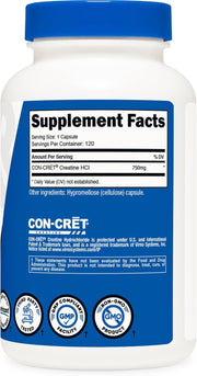 Nutricost Creatine HCl 120 Capsules - Made with CON-CRET Creatine, 750 MG Per Capsule