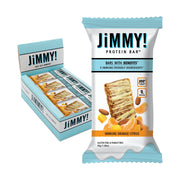 JiMMYBAR! - Cookies N Cream Protein Bars 19g Protein Bar - 7g Low Sugar - 12 Count - 58g Health Bars - Functional Snack with Real Food Ingredients - Hand-Drizzled Chocolate - Made With Real Peanuts