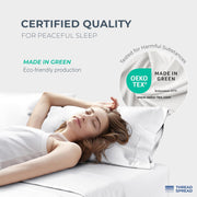 THREAD SPREAD 100% Egyptian Cotton King Size Sheets Set - Luxury 1500 Thread Count Egyptian Cotton Sheets King Size, Silky Soft, Cooling, Sateen Weave 17" Deep Pocket Bed Set - White