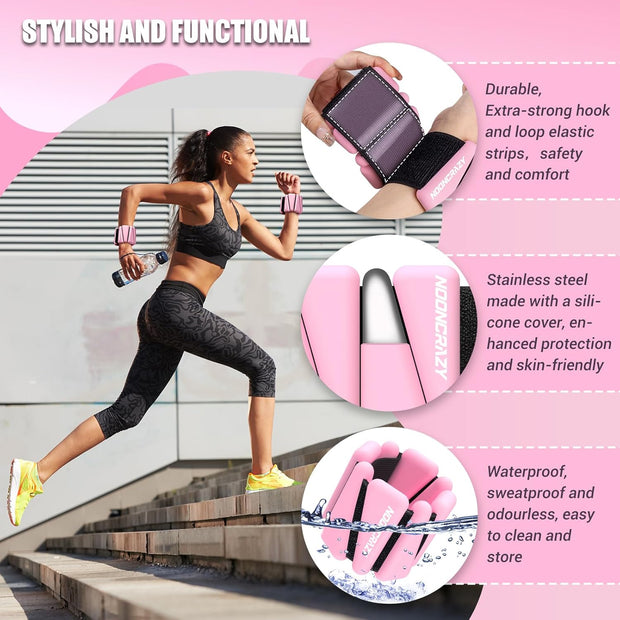 Wrist Ankle Weights Bangles 4lb/2lb for Women, Adjustable Silicone Pilates Weights Bracelet, Heavy Duty Fasteners Wearable Arm & Leg Weights for Yoga, Pilates, Barre, Walking and Gym (Set of 2)