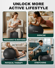 Trideer Exercise Yoga Ball Chair with Base for Home Office Desk, Stability & Fitness Ball Seat to Relieve Back Pain, Home Gym Workout for Abs, Pregnancy Ball with Pump