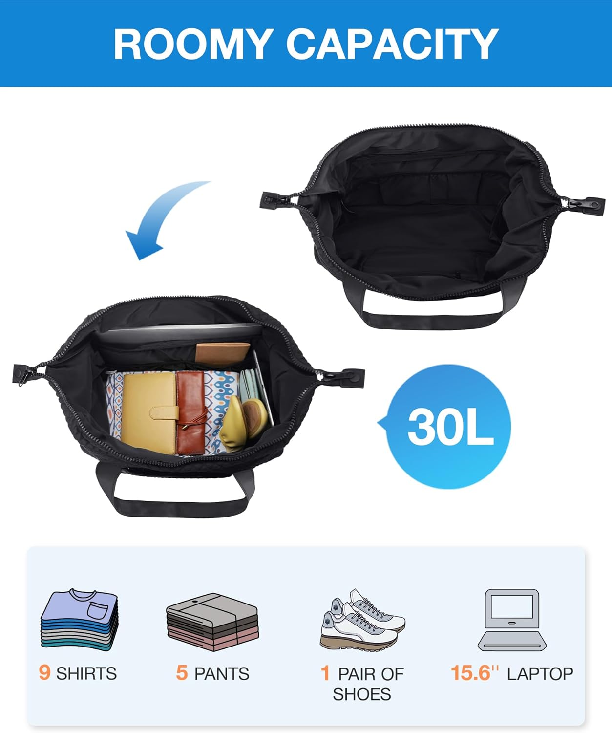 BAGSMART Large Gym Bag with Yoga Mat Buckle, Weekender Overnight Bag for Women, Travel Duffle Bag for Travel Essentials, Carry On Tote Bag Hospital Bag for Labor and Delivery