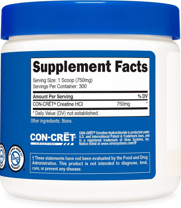 Nutricost Creatine HCl Powder (8 OZ) - Made with CON-CRET Creatine, 300 Servings