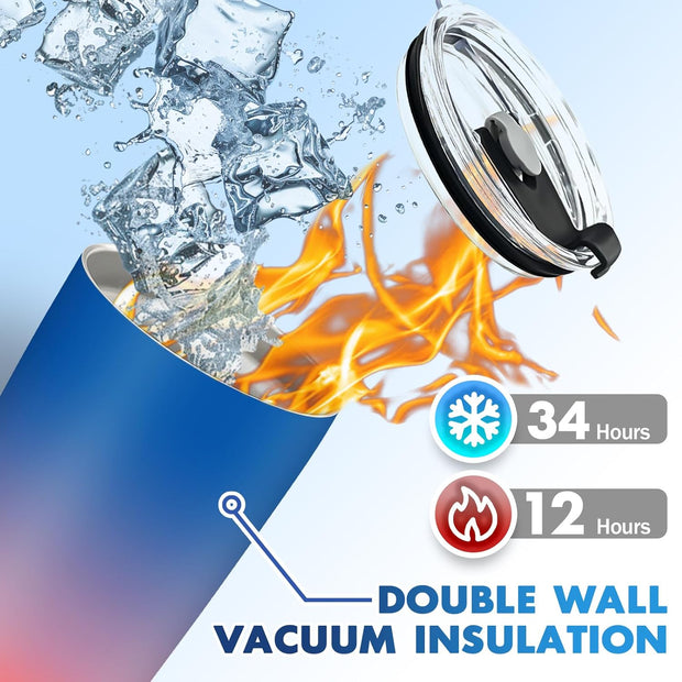 Personalized Coffee Tumbler with Pictures Text Logo Name, Custom Stainless Steel Tumbler with Lid and Straw, Coffee Travel Mug Cups, 20oz Personalized Birthday Gifts for Women Men Office