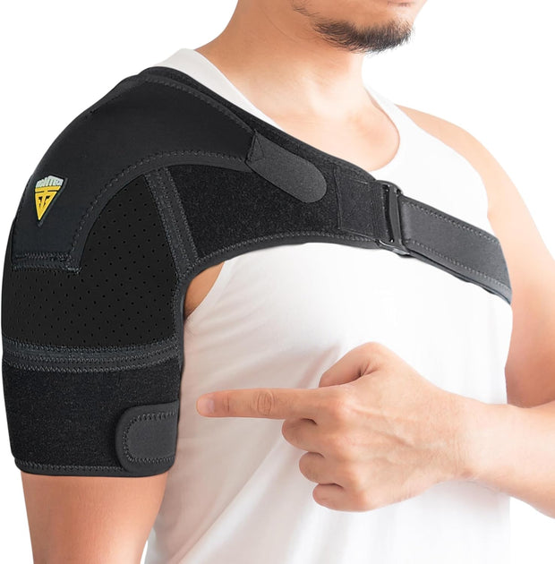 Shoulder Brace - Support & Injury Prevention Brace- Joint Pain Releaser- Shoulder Compression Wrap Strap - Adjustable Injury Accessories for Shoulders - Premium Quality Strap by FIGHTECH (Pink, L-XL)