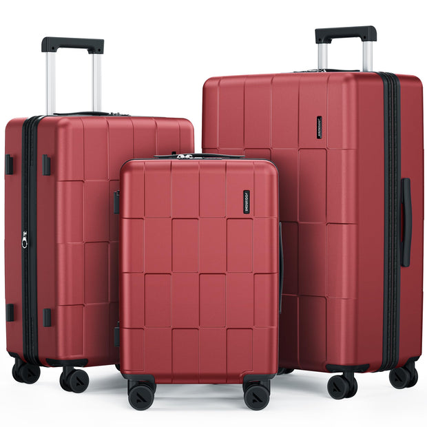 SHOWKOO Luggage Sets 3 Piece Hardside Expandable Lightweight PC Suitcase Sets with Double Spinner Wheels TSA Lock, Sea Blue