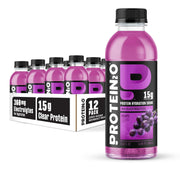 Protein2o Hydration Drink - 2-in-1 Liquid Clear Whey Protein Isolate and Electrolyte Drink - 15g Protein, Vitamins B5, B6 - Post-Workout Recovery - 16.9 Fl Oz - 12 Count Grape