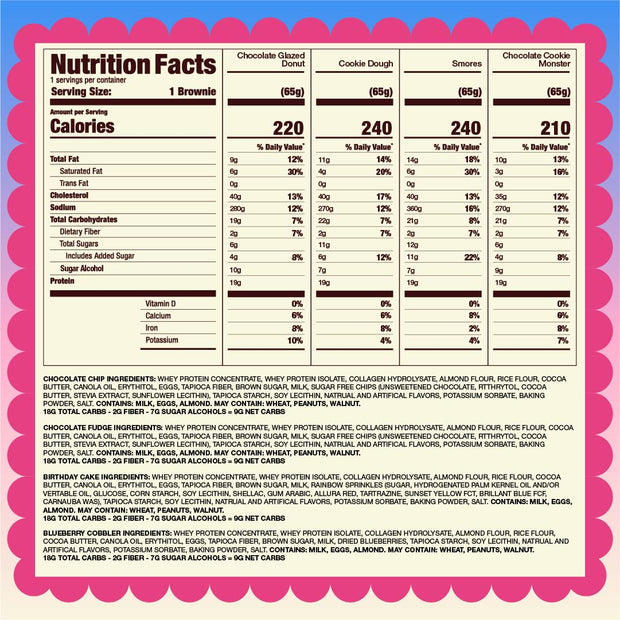 Prime Bites Protein Brownie from Alpha Prime Supplements | High Protein, Collagen Fortified Low Sugar Treat | Delicious Snack | 12 Bars per Box (Chocolate Flavors Variety)