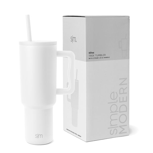 Simple Modern 40 oz Trek Tumbler with Handle and Straw Lid | Cup Holder Friendly Insulated Stainless Steel Travel Mug | Blue Dune