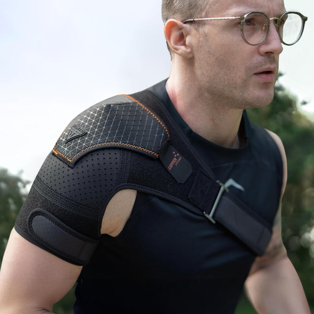 Shoulder Brace - Support & Injury Prevention Brace- Joint Pain Releaser- Shoulder Compression Wrap Strap - Adjustable Injury Accessories for Shoulders - Premium Quality Strap by FIGHTECH (Pink, L-XL)