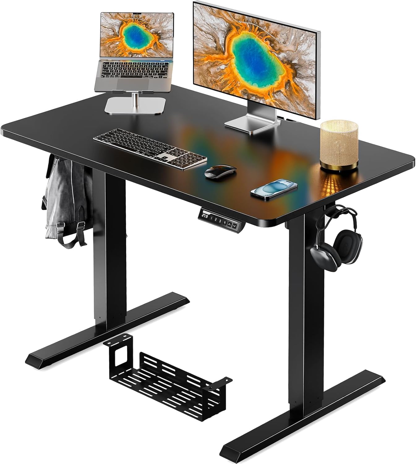 ErGear Electric Standing Desk, 48 x 24 inch Height Adjustable Sit Stand Up Desk, Computer Home Office Desk with 4 Memory Height Buttons, Two Pieces Desktop, Vintage Brown, EGESD110V