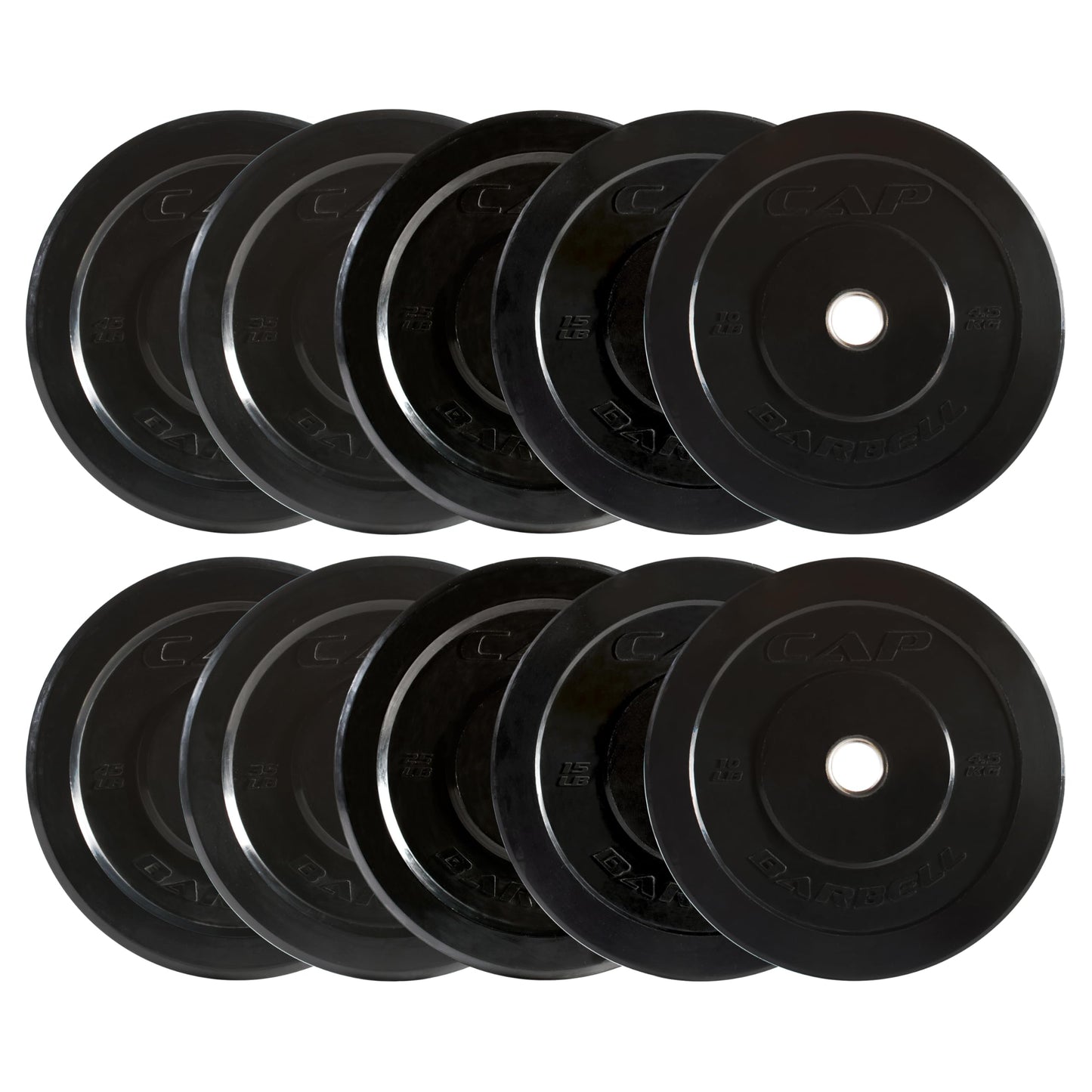 CAP Barbell 2-Inch Olympic Bumper Plate Weight Set | 100-370 lbs | Multiple Options