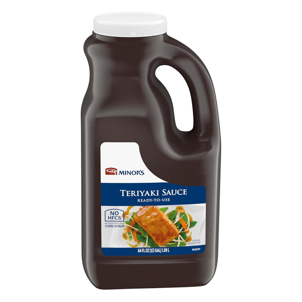 Minor's Teriyaki and Stir Fry Sauce, BBQ Sauce and Marinade, 4 lb (64oz) Bulk Bottle (Packaging May Vary) (Pack of 1)