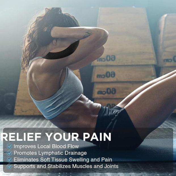 OK TAPE Kinesiology Tape Pre Cut Strips Bulk (150 PCS),Elastic Cotton Latex Free Hypoallergenic Athletic Tape Roll for Muscle Joint Knee,Waterproof k Tape 2in×10in/PCS