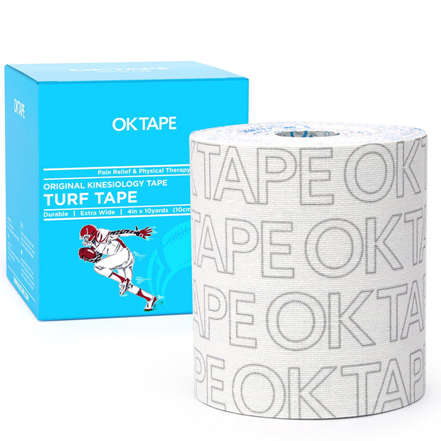 OK TAPE Turf Tape Football, Extra Wide Kinesiology Tape, Protects Arm from Turf Burn, Waterproof, Flexible, Super Sticky, White Athletic Tape (4 Inch x 30 Feet)