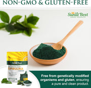 Sunlit Best Spirulina Powder Organic USDA - Chlorophyll, Fast Absorption, Blue-Green Spirulina Algae, Raw Vegan Protein - Non-GMO, Gluten Free Superfood Energy, Gut, Immune Support Supplement - 8 Oz