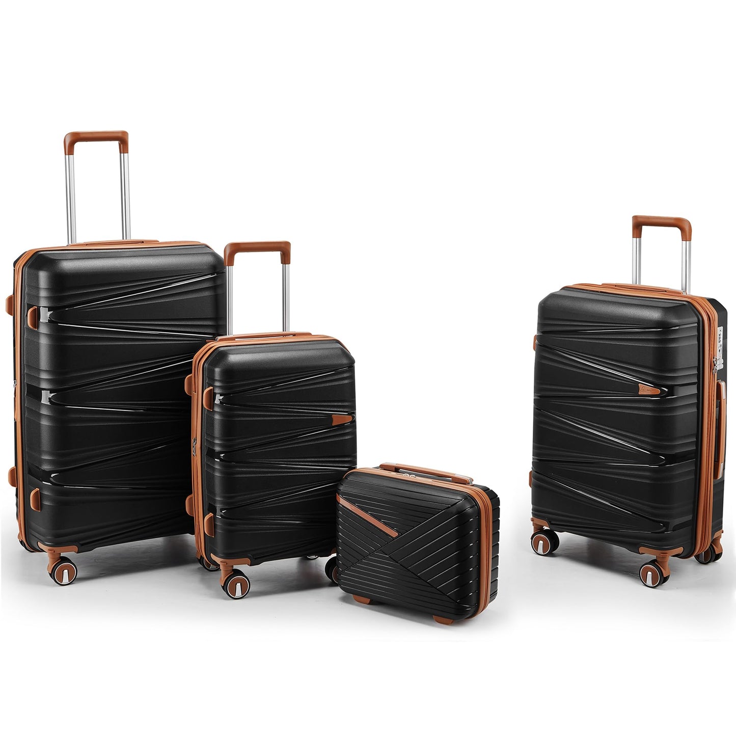 4-Piece Expandable Hardshell Luggage Set with TSA Lock (14/20/24/28) - Lightweight PP Suitcases, 360° Silent Spinner Wheels and Durable 100LB Handle for Air Travel (Peacock Blue)