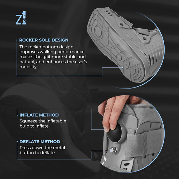 Z1 A12 Short Air Walker Ankle Fracture Boot - Orthopedic Walking Boot for Sprained Ankle, Injury - Support for Broken Foot & stability Stress Fracture Recovery Fits Left & Right Foot Men & Women (XL)
