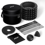 Mobility Pack, 6-Piece Workout Set - at Home & On-The-Go Exercise Recovery Tools - Foam Roller, Extended Performance & Mini Resistance Band, Massage Tool & Carry Case with Clip