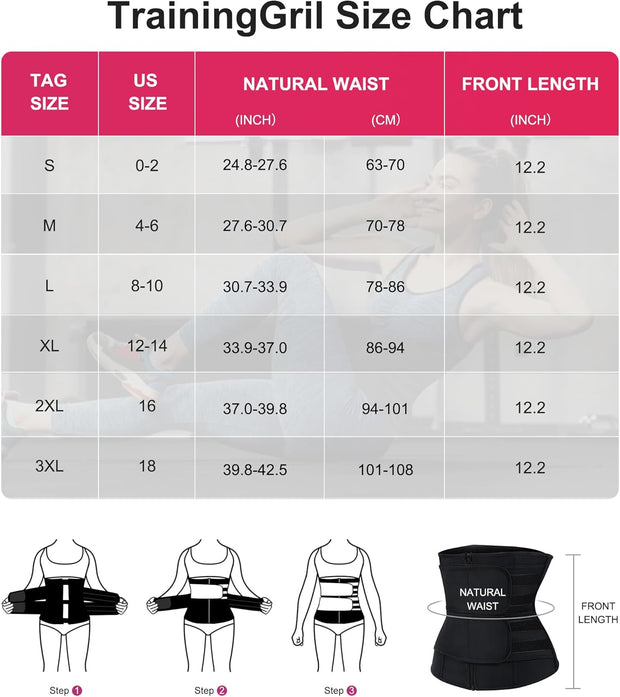 TrainingGirl Women Waist Trainer Cincher Corset Tummy Control Workout Sweat Band Slimmer Belly Belt Weight Loss Sports Girdle